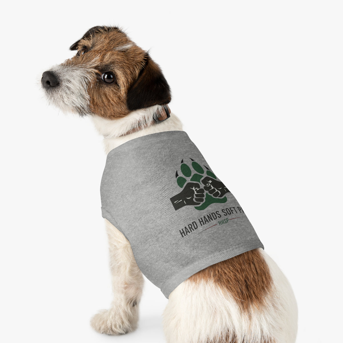 Pet Tank Top — "Hard Hands Soft Paws" Dog Tank with Paw & Fist Graphic