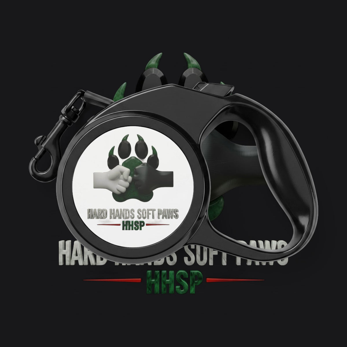 Retractable Pet Leash — "Hard Hands Soft Paws" Paw Print Design