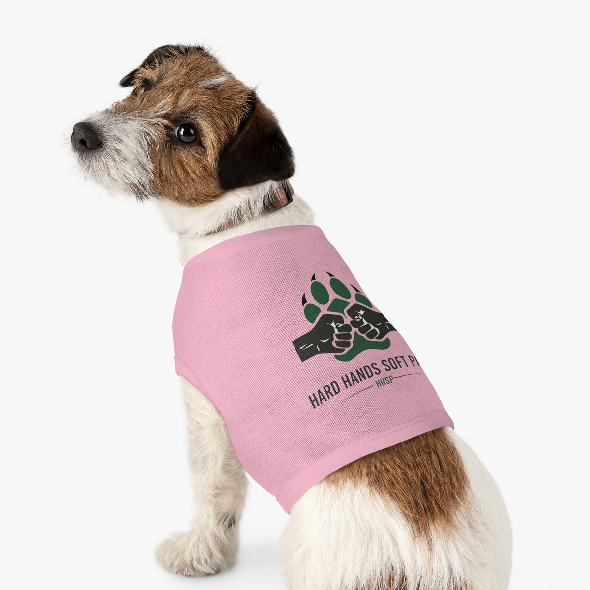 Pet Tank Top — "Hard Hands Soft Paws" Dog Tank with Paw & Fist Graphic