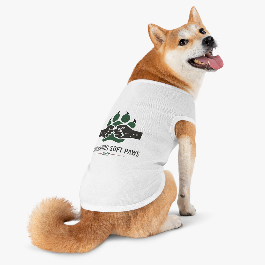 Pet Tank Top — "Hard Hands Soft Paws" Dog Tank with Paw & Fist Graphic
