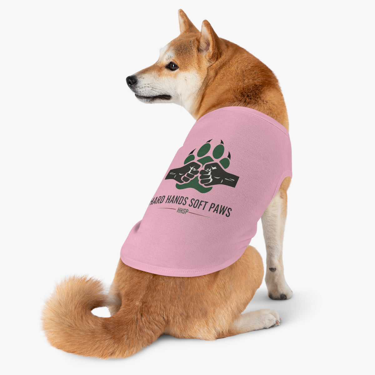 Pet Tank Top — "Hard Hands Soft Paws" Dog Tank with Paw & Fist Graphic