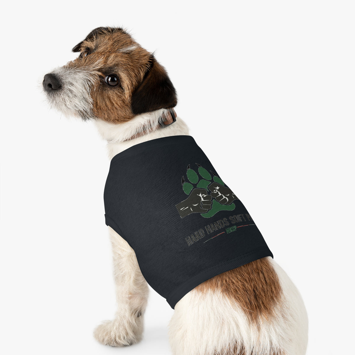 Pet Tank Top — "Hard Hands Soft Paws" Dog Tank with Paw & Fist Graphic